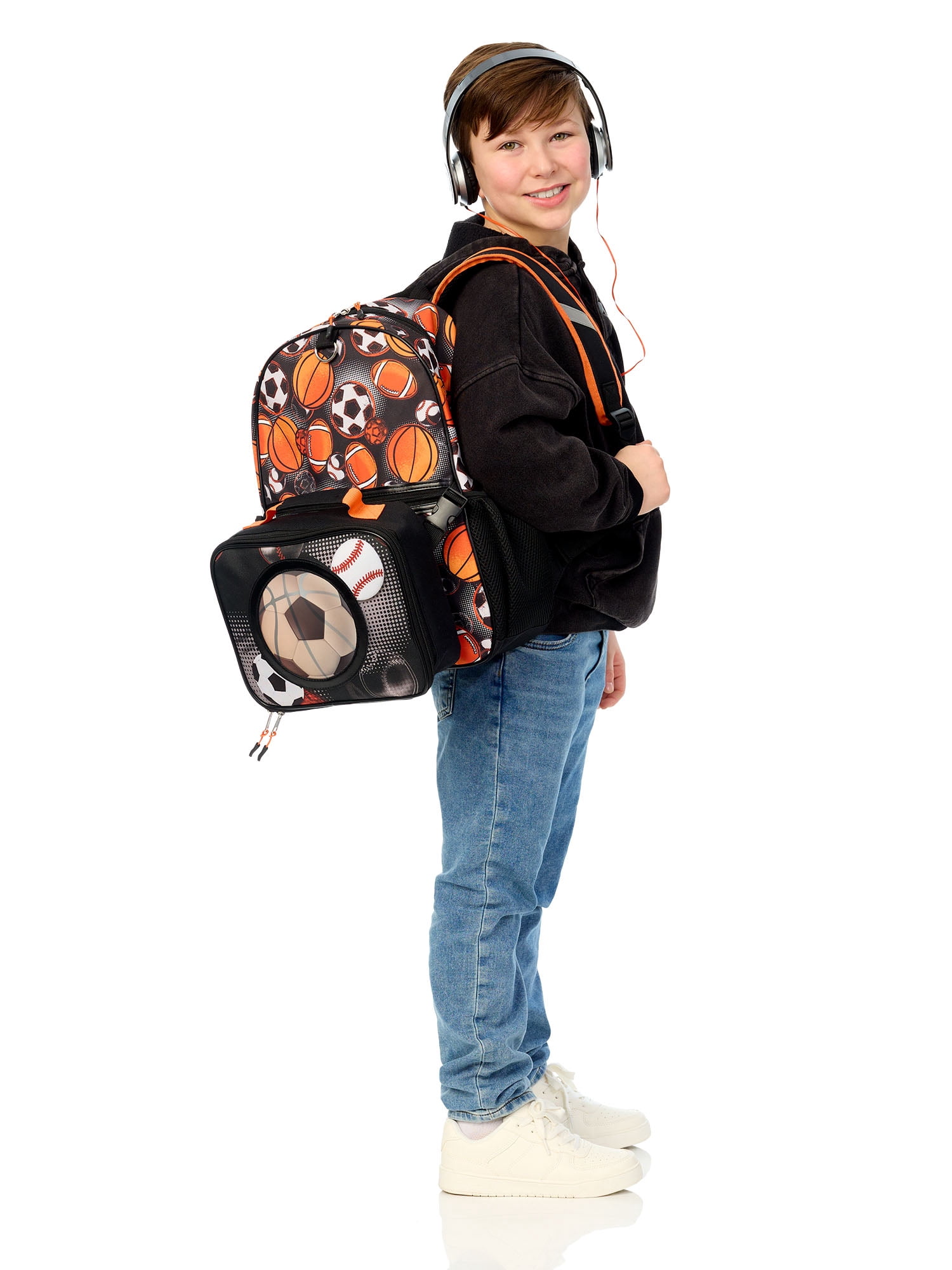 Schoolyard Vibes 17" 3 Piece Backpack Set with Headphones and Kids Lunch Box
