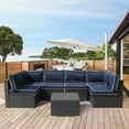 thumbnail image 2 of FKSLIFE Patio Furniture 14-Piece PP Cotton Outdoor Sectional with Cushions, Blue& White, 2 of 8