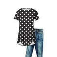 thumbnail image 4 of HADST Womens Polka Dots T-Shirts Summer Casual Short Sleeve Irregular Hem Blouses Plus Size Top S-XXL, 4 of 4