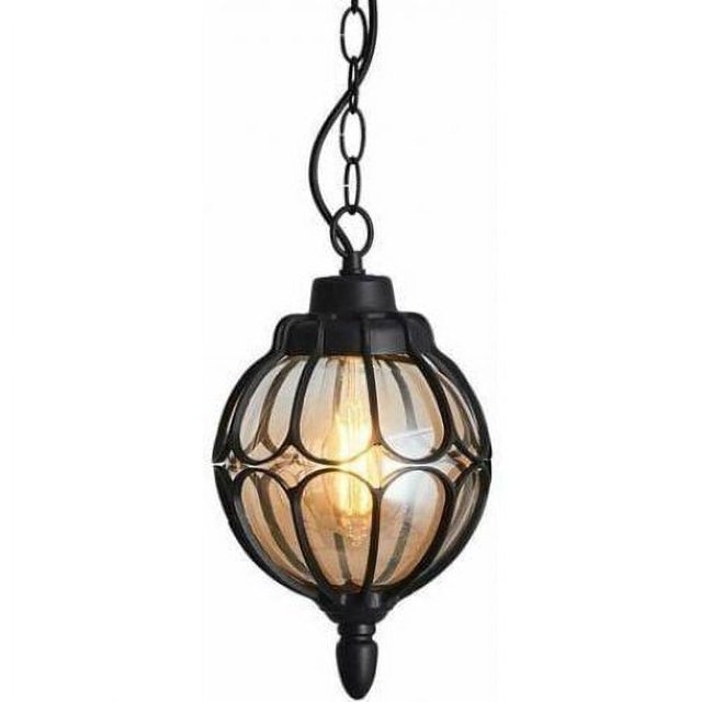 Lanterne Suspensión Extérieure, Imperméable Plafonnier Suspendu Avec Globe En Verre, Postmoderne Lamping Pour Restaurante, Bar, Cocina, Porche, Extérieur, Entrée (Noir)