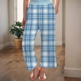 thumbnail image 2 of Byoo Tween Girls Comfort Loungewear Trousers Plaid Graphic Wide Leg Straight Fit Casual Sleepwear Pants Baggy Trousers,Light Blue, 2 of 4