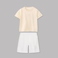 thumbnail image 2 of Zpanxa Girls Sets Short Sleeve Lapel Heart Button Shirt and Solid Color Elastic Waist Shorts 2 Piece Set 5 Years, 2 of 5