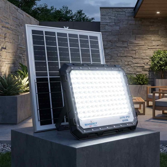 Lampara Reflector LED Solar Con Panel 200W 8000K Wanergy