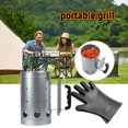 thumbnail image 2 of Charcoal Chimney Starter, Portable Bbq Coal Chimney Starter with Gloves, Stainless Steel Kit Starter Fire Barbecue Grilling Q1J3, 2 of 7