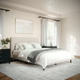 thumbnail image 5 of Martha Stewart Britta Queen Upholstered Platform Bed with Rounded Headboard, Piped Detailing and Cushioned Siderails, Wood Slat Bottom, No Box Spring Needed, Beige, 5 of 11