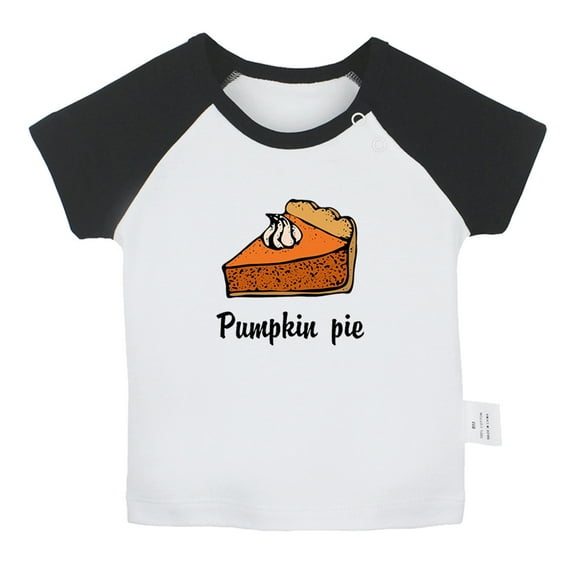 Pumpkin Pie Novelty T shirt For Baby, Newborn Babies T-shirts, Infant Tops, 0-24M Kids Graphic Tees Clothing (Short Black Raglan T-shirt, 0-6 Months)