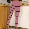 thumbnail image 2 of Leggings for Women Striped Printed High Waist Hip Lifting Yoga Full Length Pants Workout Running Leggings (L, Pink), 2 of 4