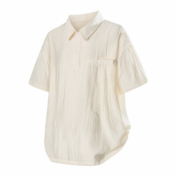 pstuiky camisetas de hombre, Camisa informal de verano con solapa y botones, color liso, para hombre camisas casuales para hombre m