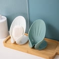 thumbnail image 4 of Soap Saver Dish with Drain, Leaf Shape Soap Holder with Suction Cup, Self Draining Soap Dish Holder Waterfall Soap Tray, Bar Soap Holder for Shower Bathroom Kitchen Sink(White,), 4 of 4