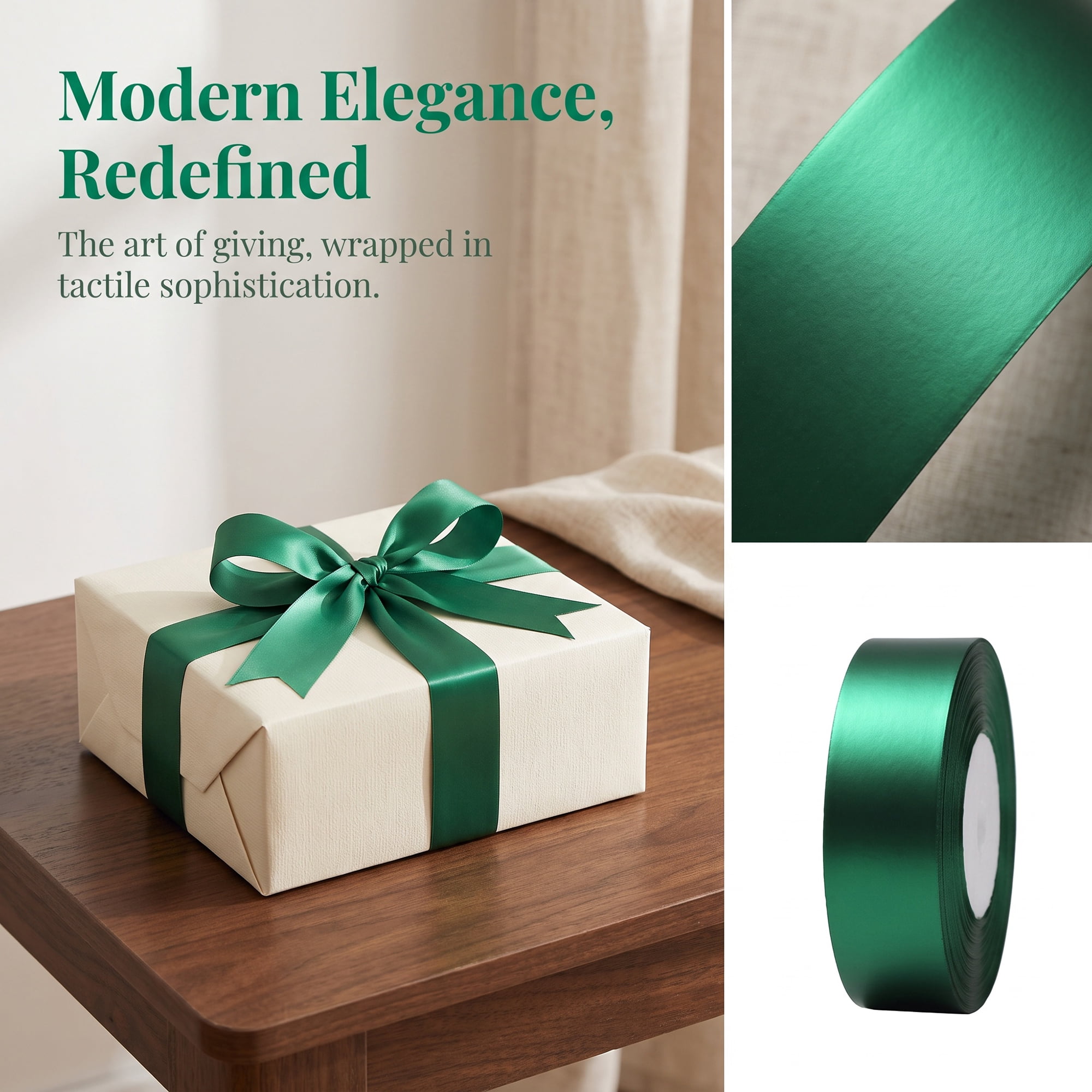 Unique Bargains Metallic Fabric Ribbon for Gift Wrapping and Decoration Green 5.5 Yard