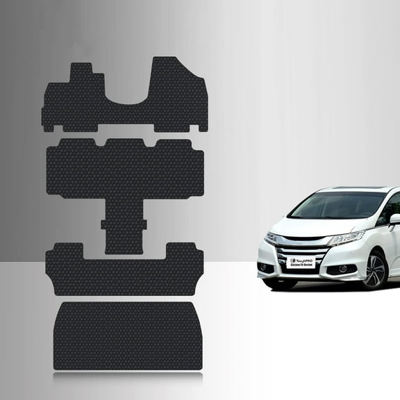 ToughPRO Front   3rd Row   Trunk Mats Compatible with Honda Odyssey 2016 7 Seater - All Weather Heavy Duty (Made in USA) Black Rubber