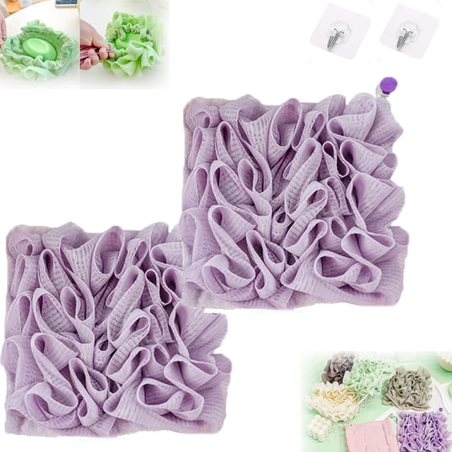 Loufee, The Leeffa Soft Loofah y toallita, Leefa Loofah, lufa de ducha con cordón, 2 en 1 esponja de ducha (2PCS-K)