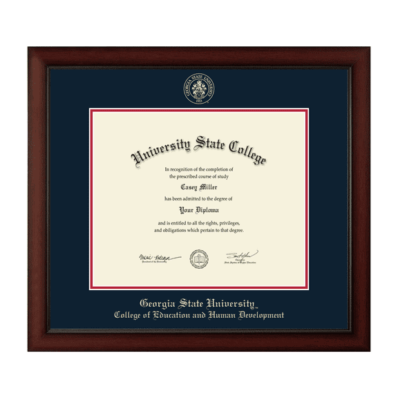 Framerly - GSU Education Diploma Frame with Navy and Red Mat