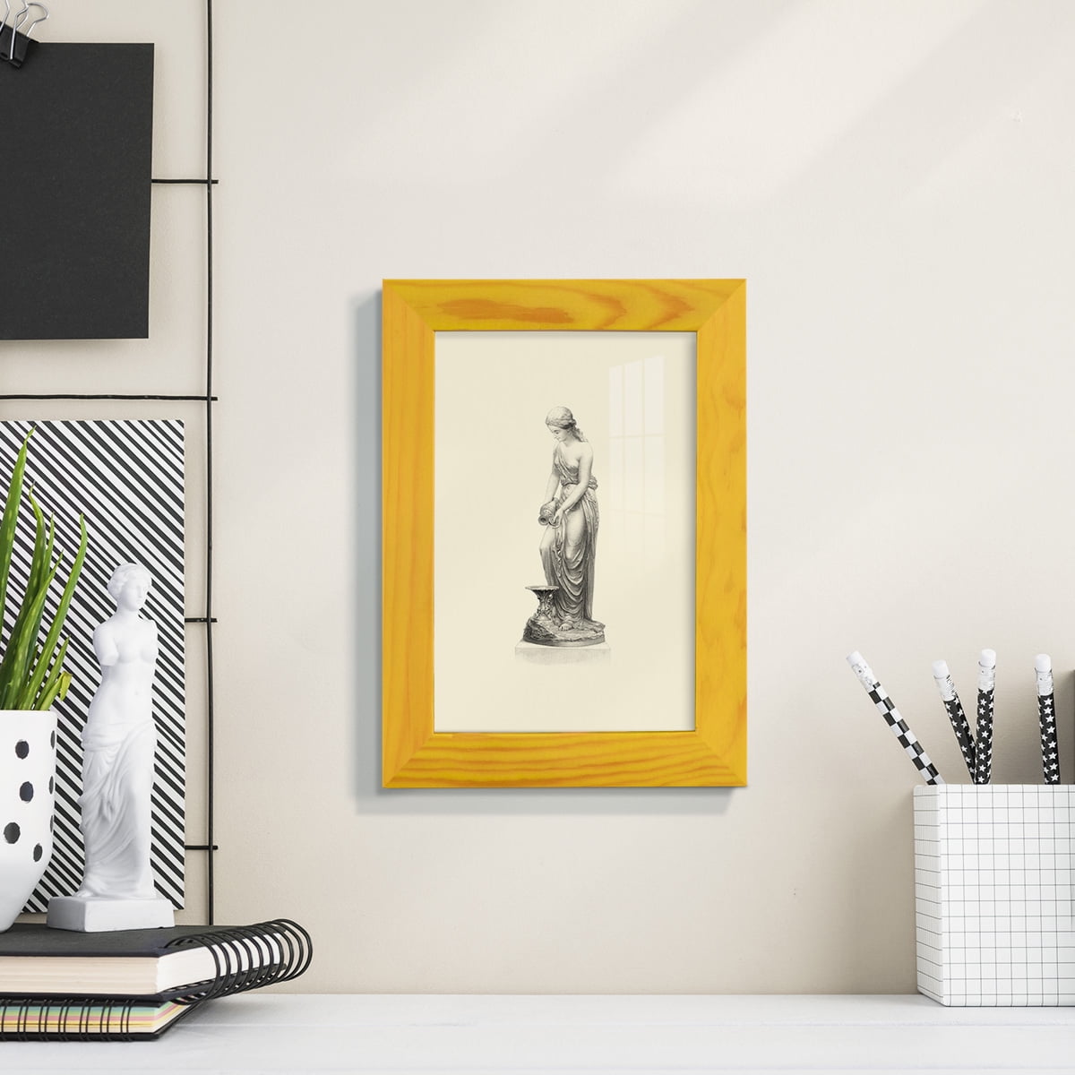 Classical Statuary II -Framed Print w/glass-Sunflower Yellow
