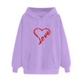 thumbnail image 1 of WZXFASHION Chandail à Capuchon pour Femmes à Couleur Unie à Manches Longues Imprimé Cœur Offres du Jour Liquidation Chandail à Col Rond, 1 of 4