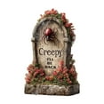 thumbnail image 2 of Halloween Courtyard Plaque Cemetery Tombstone Creepy Ornament, Spider And Skull Tombstone Garden Sign Outdoor Decoration, 2 of 3
