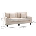thumbnail image 3 of HOMCOM Modern 3-Seater Sofa Corduroy Sofa Couch with Rolled Armrest Beige, 3 of 10