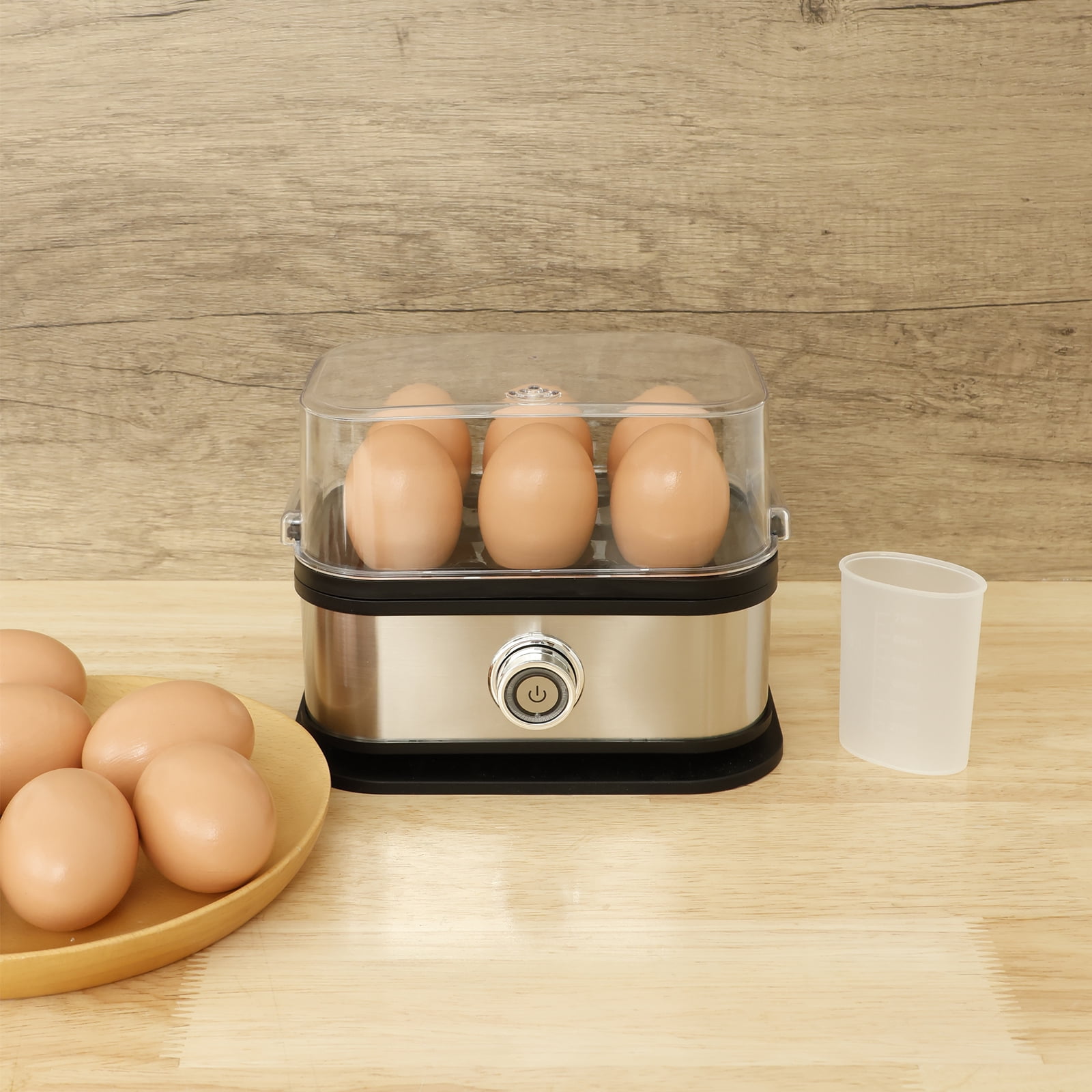 6-Egg Capacity Electric Egg Cooker and Steamer, Stainless Steel Rapid Boiler with Auto Shut-Off for Breakfast