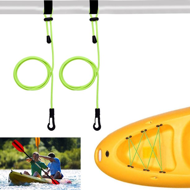 Correa De Barra De Seguridad Para Kayak 2 uds correa de remo para kayak cuerda de seguridad portátil ajustable para canoa (verde)