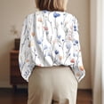 thumbnail image 5 of WTOBBY Women's Floral Print Button Down Long Sleeve Shirt, Classic Collar Casual Blouse Top with Soft Texture, Perfect for Spring Fall Office and Weekend,Sky Blue M, 5 of 6