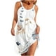 thumbnail image 2 of ICHUANYI Clearance Women's Boho Floral Printed Dress Summer Sleeveless Tshirt Beach Mini Dresses(White, S) ICHUANYI WER2023081003835, 2 of 5