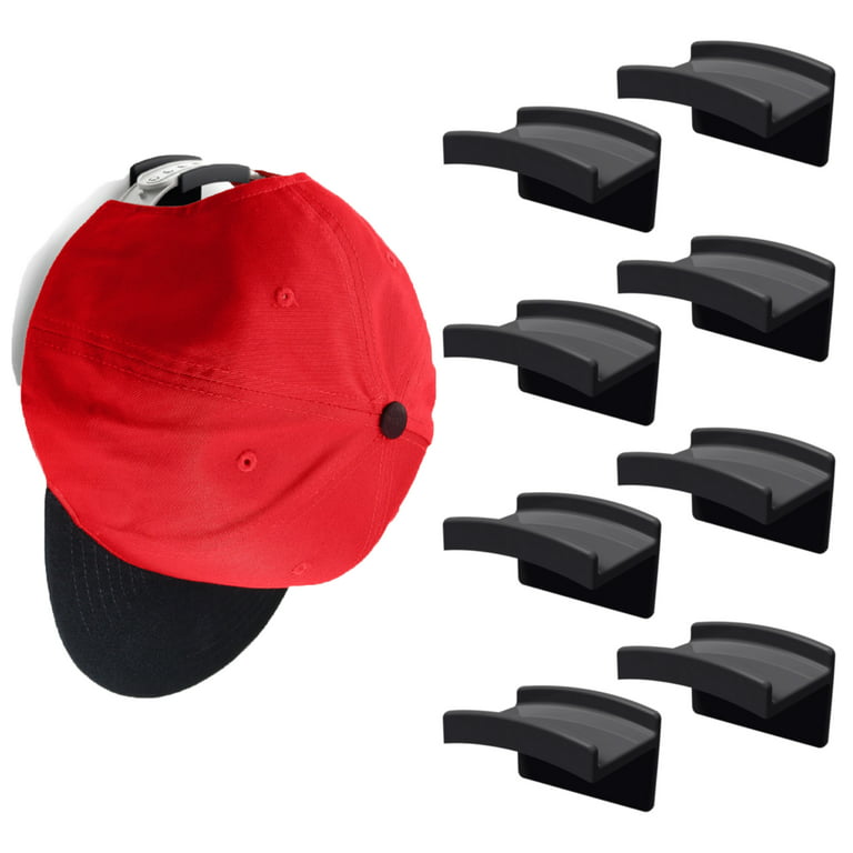 Modern JP Adhesive Hat Hooks for Wall, 8 Hooks, Black, Minimalist Hat Rack