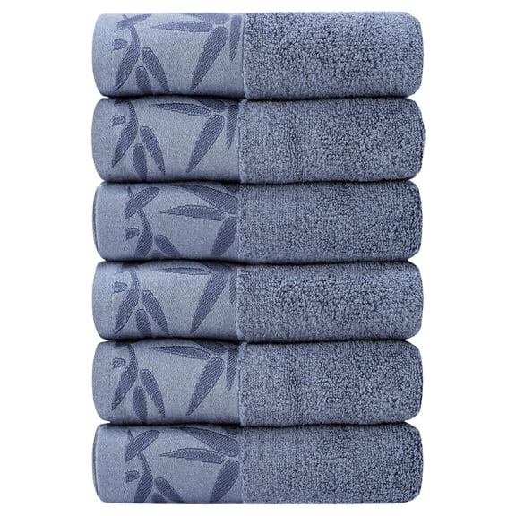 SEISSO Hand Towels 6 Pack,Soft Viscose Made from Bamboo Hand Towel, Highly Absorbent & Quick Drying Decorative Hand Towels for Bathroom, Multipurpose Use for Face,Spa,Salon Towels, 13x29 inches, Blue