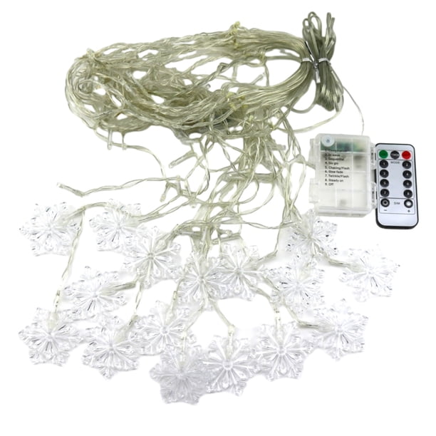 Luz de la Cortina Del Copo de Nieve de Navidad Led Luz de la Decoración de la Fiesta Del Hogar 16 Copo de Nieve 80Mini Llevó 11.5Ft Luz de la Cadena de la Decoración de las Vacaciones