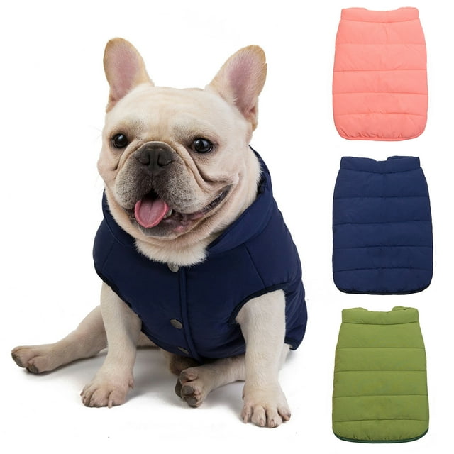 Flmtop Bulldog Solid Color Cotton Vest Button Closure Jacket Dog Clothes Pet Supplies Watermelon Red