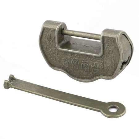 Old Style Metal - Jewelry Box Case Metal Words Carved Chinese Old Style Lock Padlock Bronze Tone