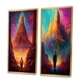 thumbnail image 3 of Designart "Sacred City of Gold Arrival and Reverence I" Christianism Framed Wall Art Set Of 2 - Traditional Pink Frame Gallery Set For Office Decor, 3 of 6