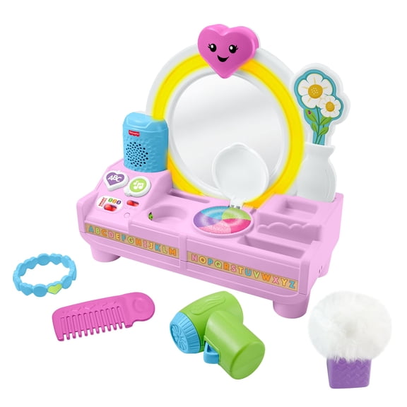 Fisher-Price Laugh & Learn Let’s Get Ready Vanity Musical Playset for Baby & Toddler, 4 Play Pieces