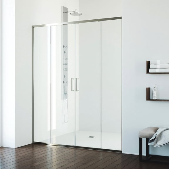 VIGO Paloma Semi-Frameless Double-Sliding Shower Door in Brushed Nickel