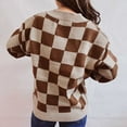 thumbnail image 4 of Cardigans for Women Checkered Knitted Sweater Casual Solid Long SLeeve Jacket Coats, 4 of 6