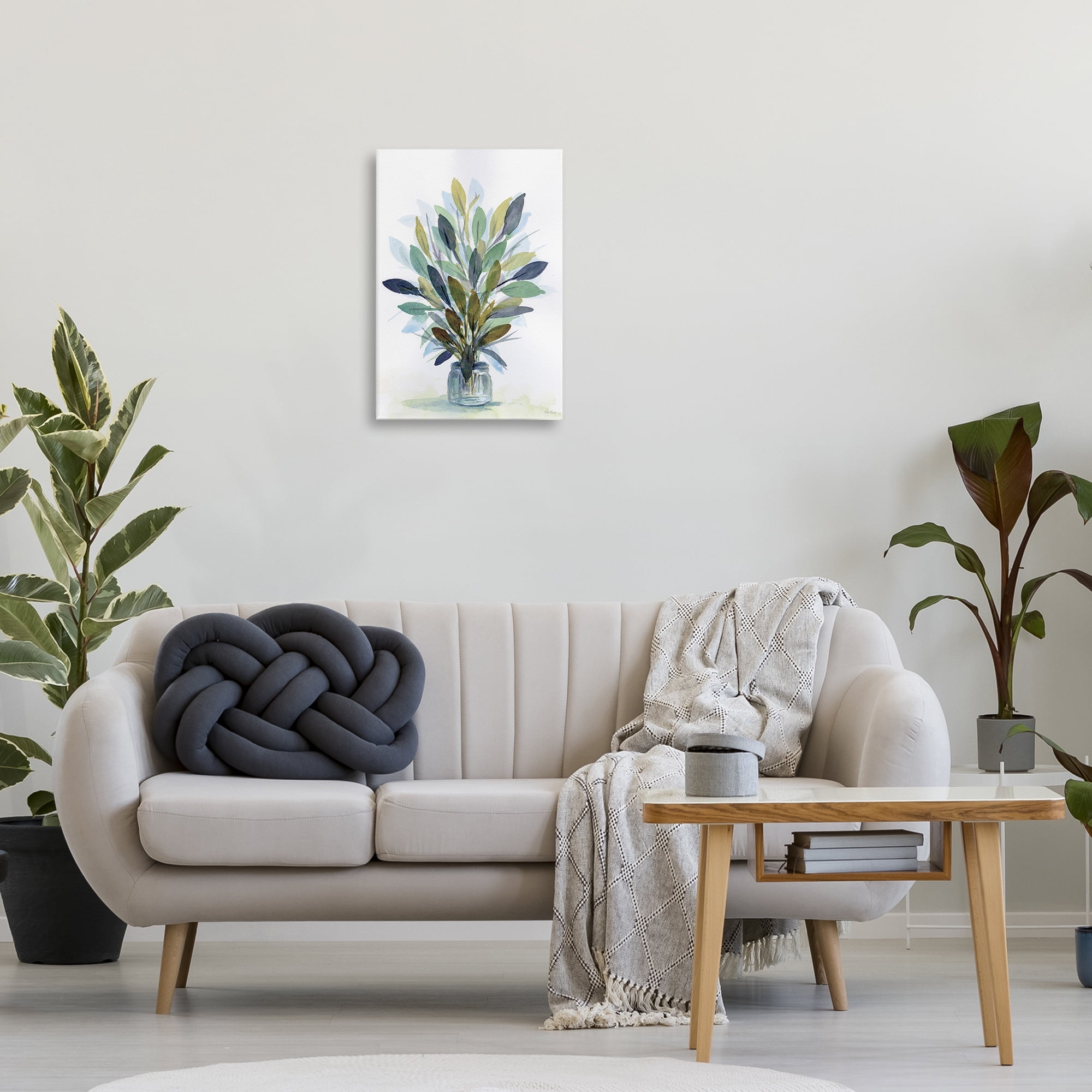 Stupell Industries Rustic Leaves Jar Botanical & Floral Painting Gallery Wrapped Canvas Art Print Wall Art, 16 x 24