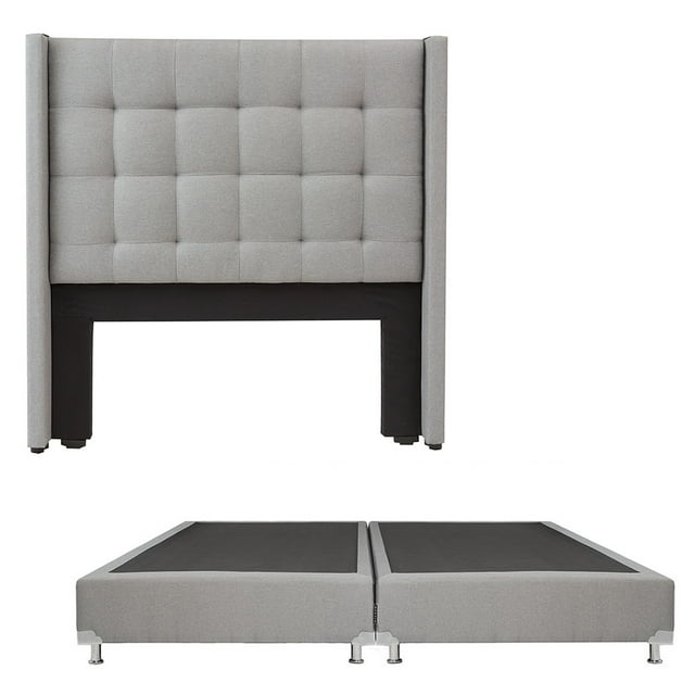 Box Base Cama King Size + Cabecera Titan Gris Dicasa Quantum