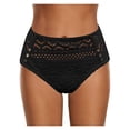 thumbnail image 2 of WREESH Women High Waist Ruched Bikini Bottoms Tummy Control Swimsuit Lace Briefs Pants, 2 of 9