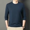 thumbnail image 3 of Men's Autumn Waffle Round Neck Long Sleeve Solid Color Versatile T-shirt, 3 of 8