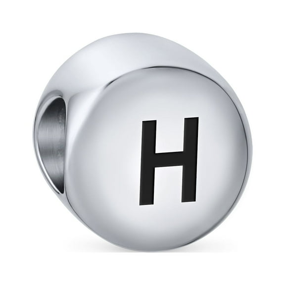 Bling Jewelry Womens Initial Alphabet Bead Charm Sterling Silver A-Z Block Letter for Bracelet