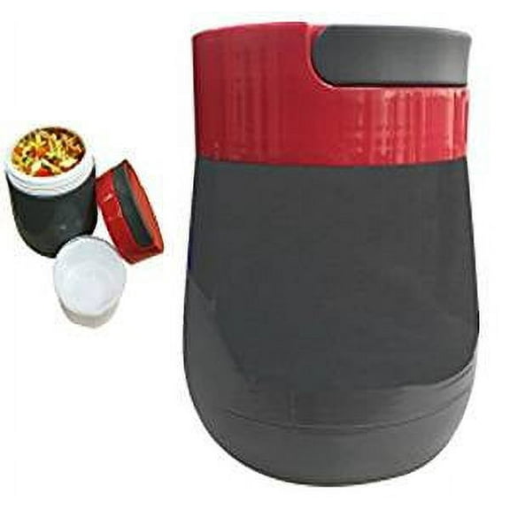 Lunchbox Hot or Cold Food Jug Leak Proof w/Cup BPA/ASBESTOS free 1 LITER Vacuum Glass Insulated RED