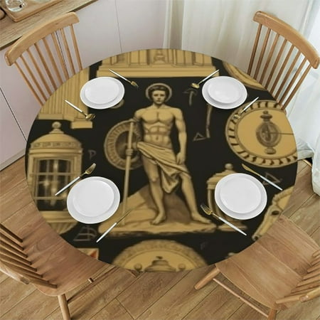

Tablecloth Round Table Cloth Table Cover for Indoor Outdoor Kitchen Dining Room - ancient greece mythology Retro