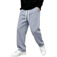 thumbnail image 2 of Men's Straight Leg Sweatpants Casual Wide Leg Joggers with Soft Drape for Gym Workout and Lounge Light Gray S, 2 of 5