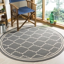 Safavieh Courtyard Amy Geometric Indoor/Outdoor Area Rug, Gray/Beige, 5'3" x 5'3" Round