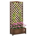thumbnail image 1 of Outsunny Raised Garden Bed Planter with Trellis for Vines, Dark Brown, 1 of 10