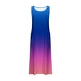 thumbnail image 4 of Teissuly New Women's Sleeveless Cotton And Linen Round Neck Printed Long Dress, 4 of 5