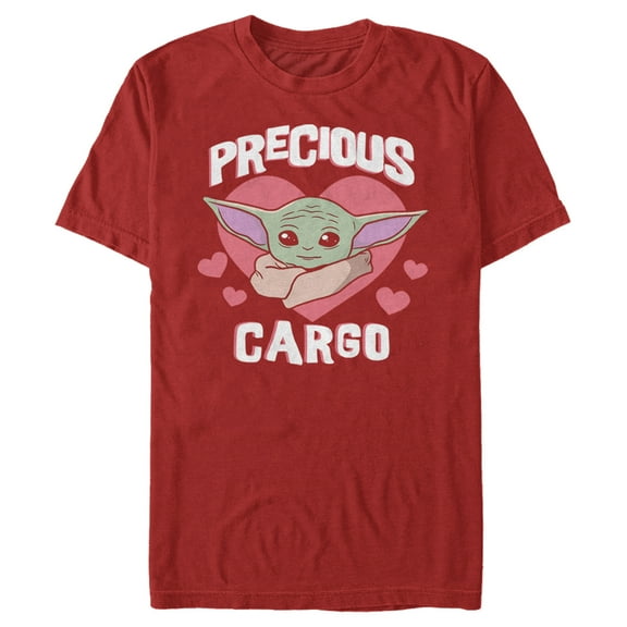Men's Star Wars: The Mandalorian Valentine's Day The Child Precious Cargo  Graphic Tee Red X Large