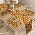thumbnail image 2 of Ambesonne Yellow Brown Table Runner & Placemats, Abstract Mosaic Waves, Placemat 4 pcs + Runner 14"x72", Apricot Mustard, 2 of 2