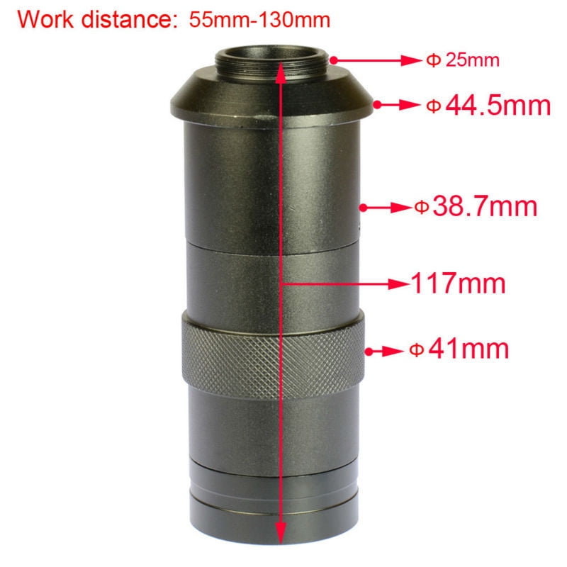 Industry Lens 8X -100X Magnification Adjustable 25mm Zoom C-mount Lens Glass for Industry Microscope Camera Eyepiece Magnifier