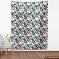 thumbnail image 4 of Flamingo Fabric by the Yard, Exotic Beach Birds Fan Palm Leaves on Geometric Circles Modern Tropical Art, Decorative Upholstery Fabric for Chairs & Home Accents, Turquoise Pink by Ambesonne, 4 of 5