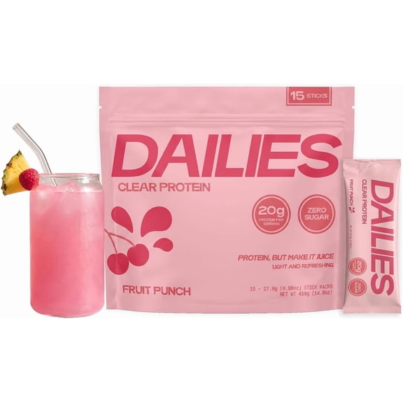 DAILIES Clear Protein, Fruit Punch, 15 On the Go Stick Packs